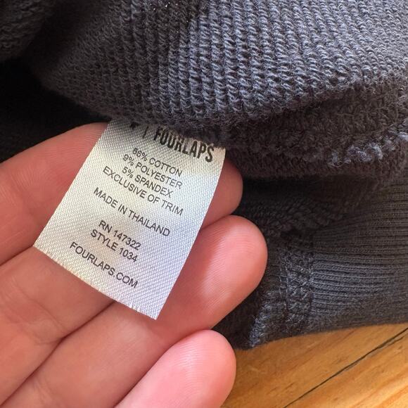 Fourlaps Peloton black gray lettering full zip mens hooded sweater SIZE L - Picture 5 of 6